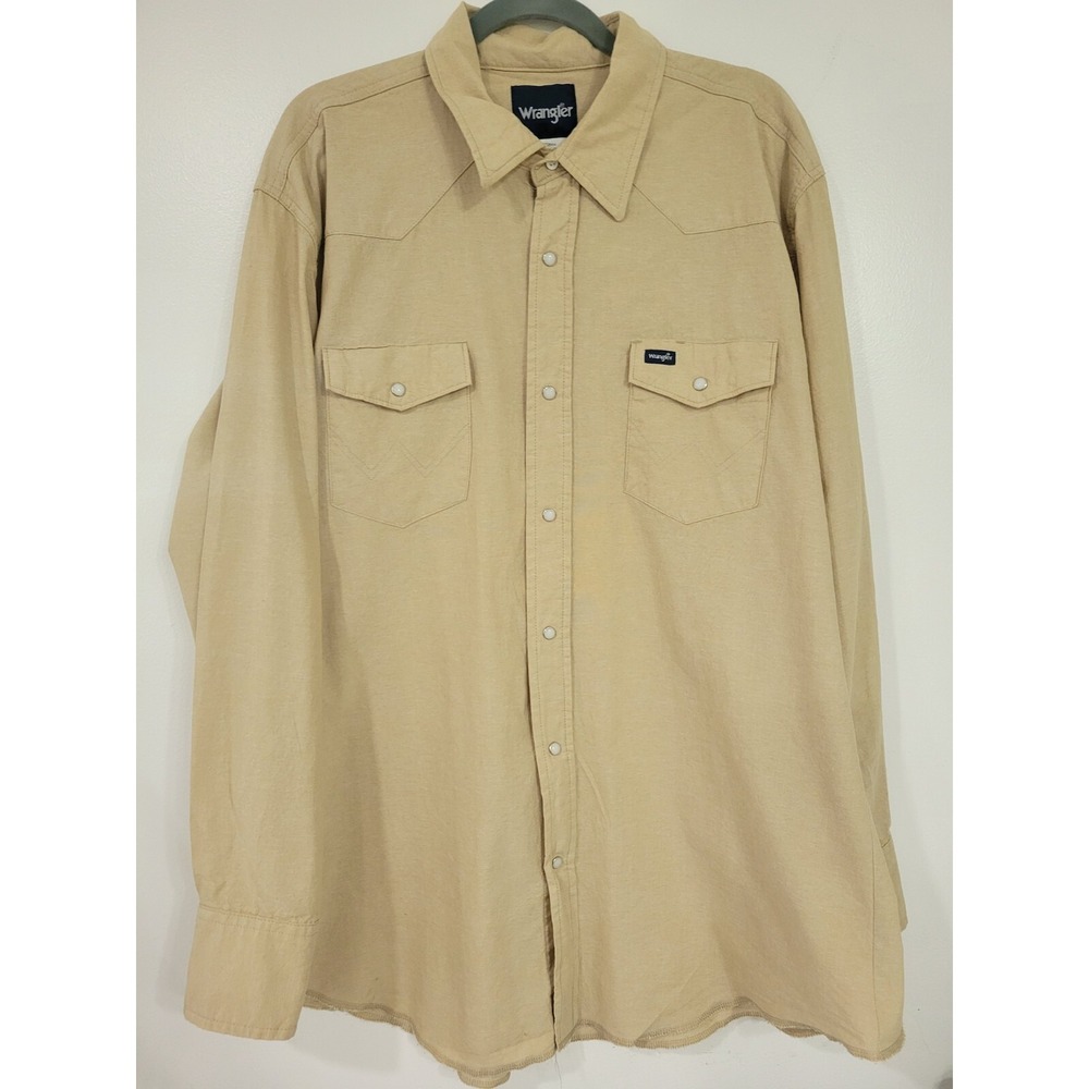 Wrangler Men's Brown Long‎ Sleeve Shirt 2XL TALL